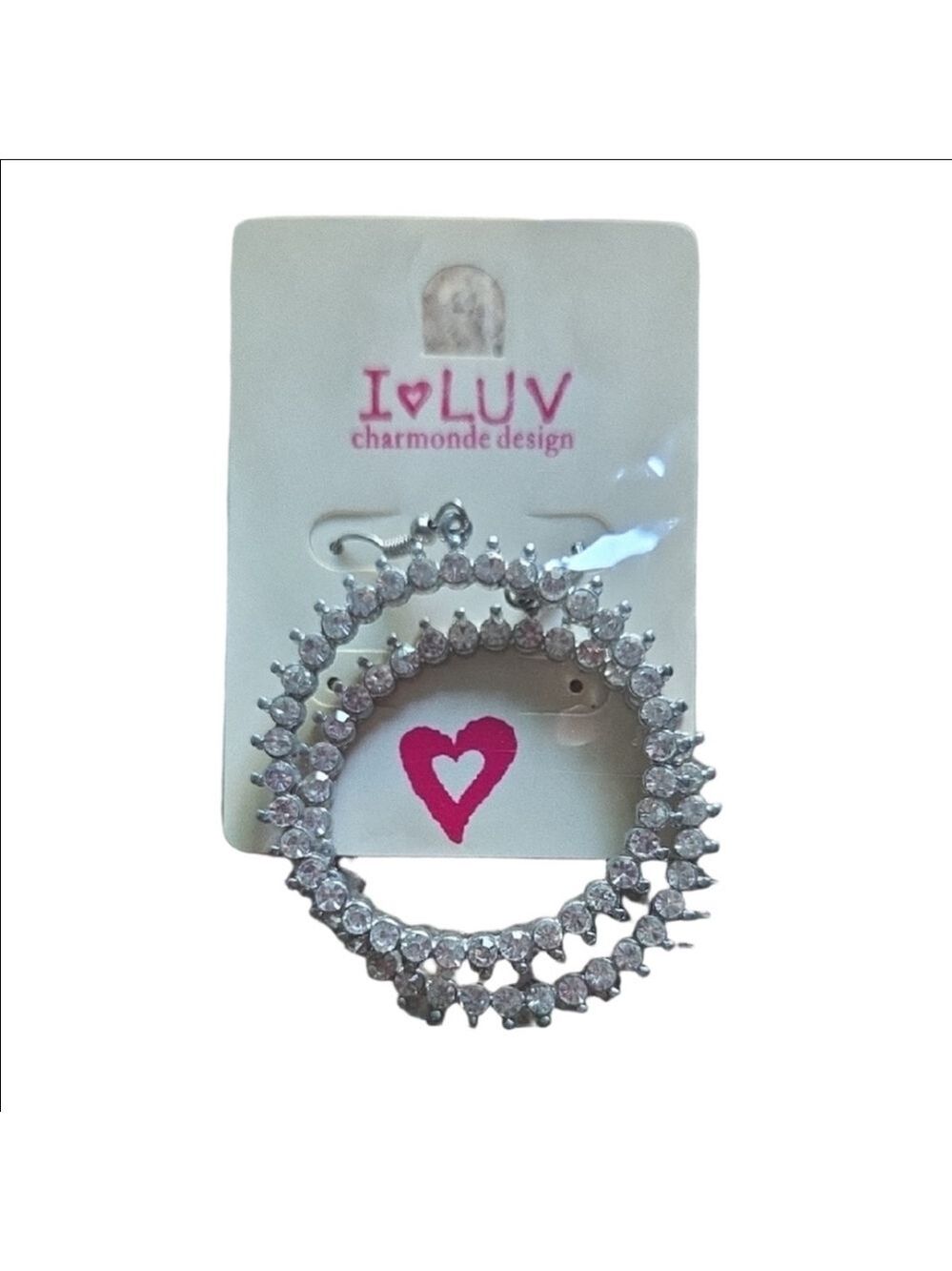 Crystal Hoop Earrings Silver